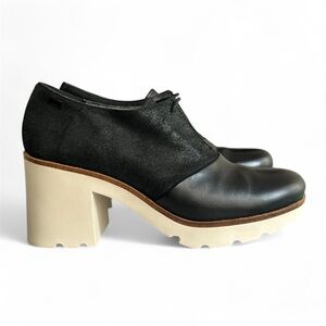 Camper Anouk Platform Chunky Block Heel Leather & Suede Shoes Size EU 41 / US 10